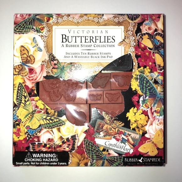 VICTORIAN BUTTERLIES Foam Rubber Stamp Set of 10 by Rubber Stampede - Picture 2 of 11